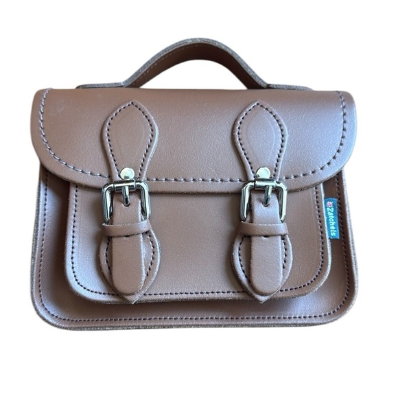 New Zatchels Handmade Leather Micro Satchel Crossbody Shoulder Bag Chestnut Tan - Picture 3 of 13